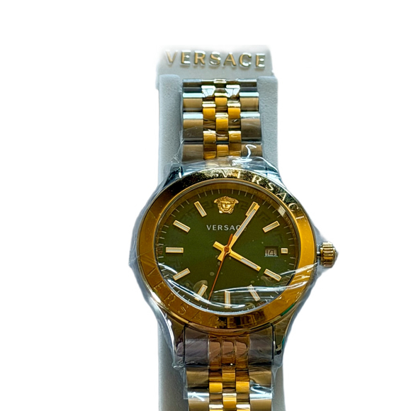 Versace Hellenyium Two Tone Green Dial Watch - Picture 12 of 14